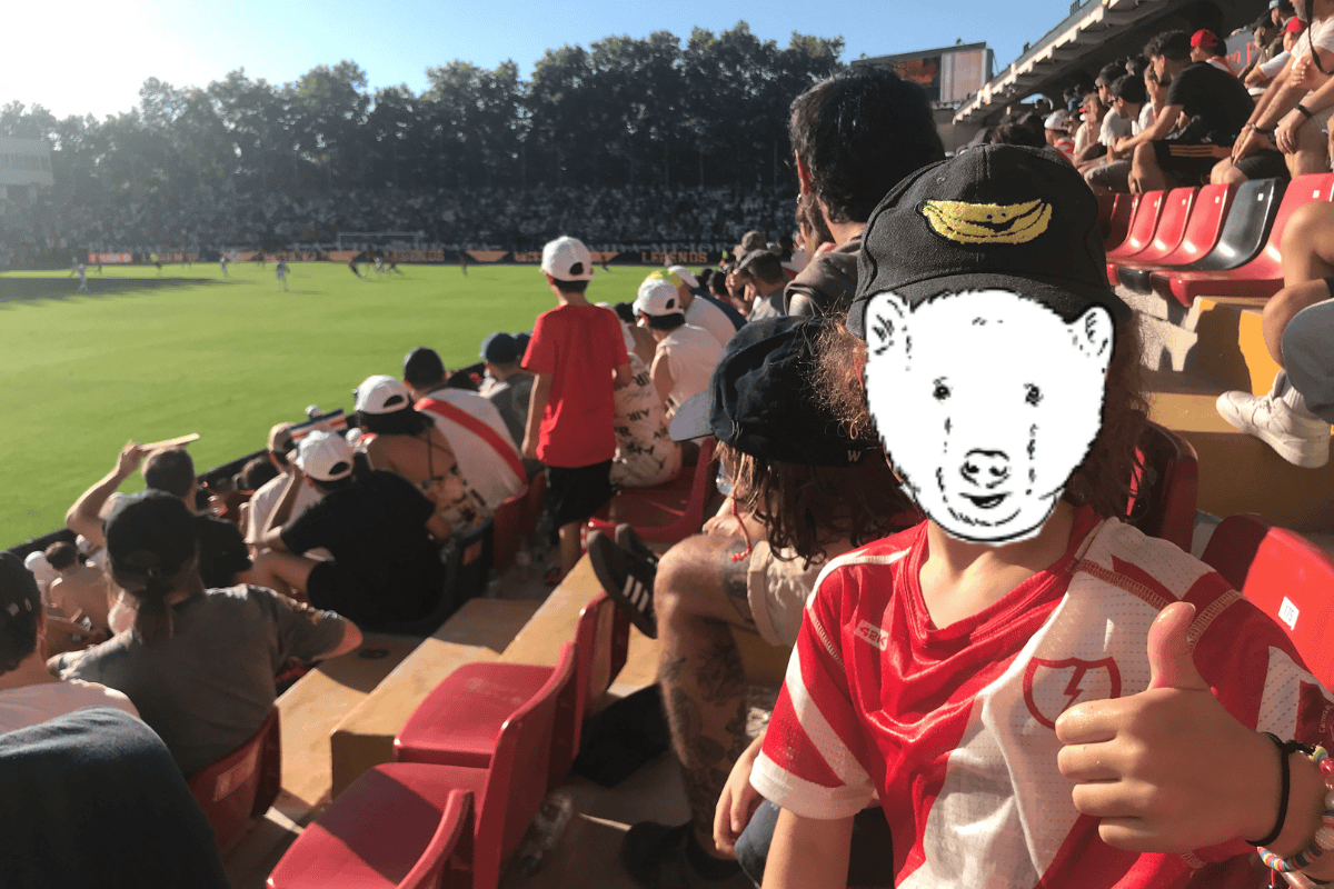 Girl attends a Rayo Vallecano game in Madrid